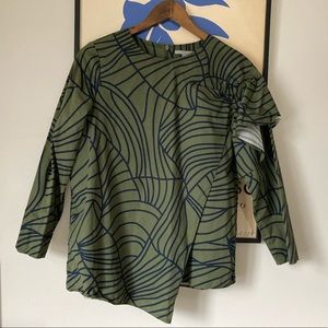 COS Printed Top with Asymmetrical Detail